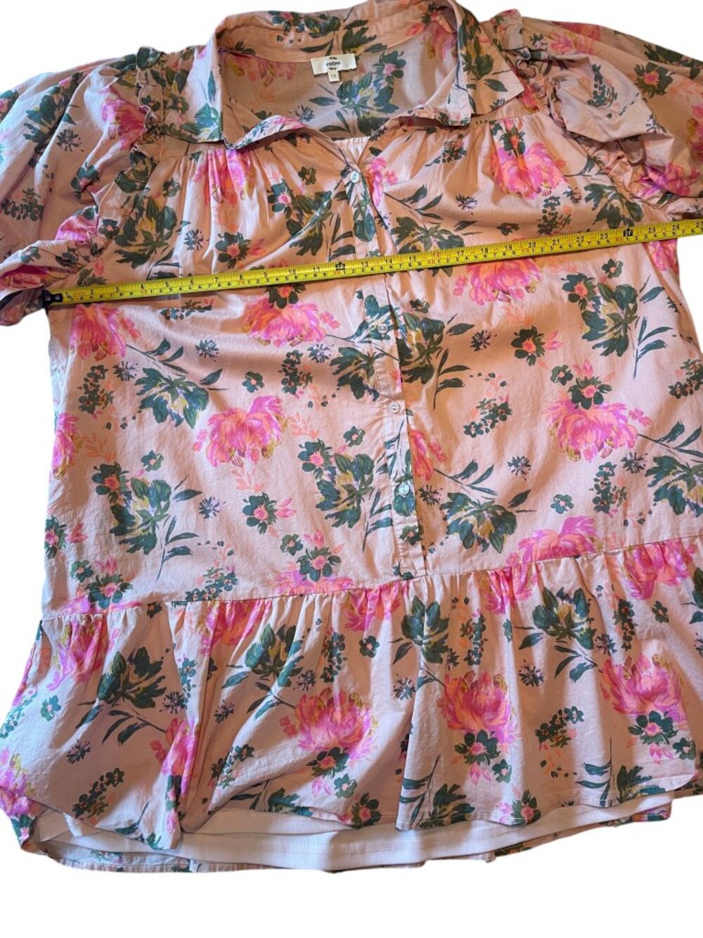 Entro Floral Babydoll Dress Peach Pink Ruffle Tiered Plus Size 1X - Picture 7 of 11